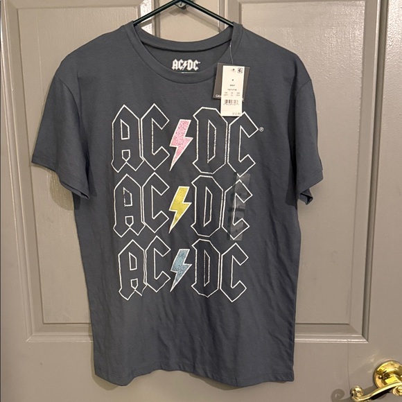AC/DC Tops - AC/DC Charcoal Tee with Vibrant Lightning